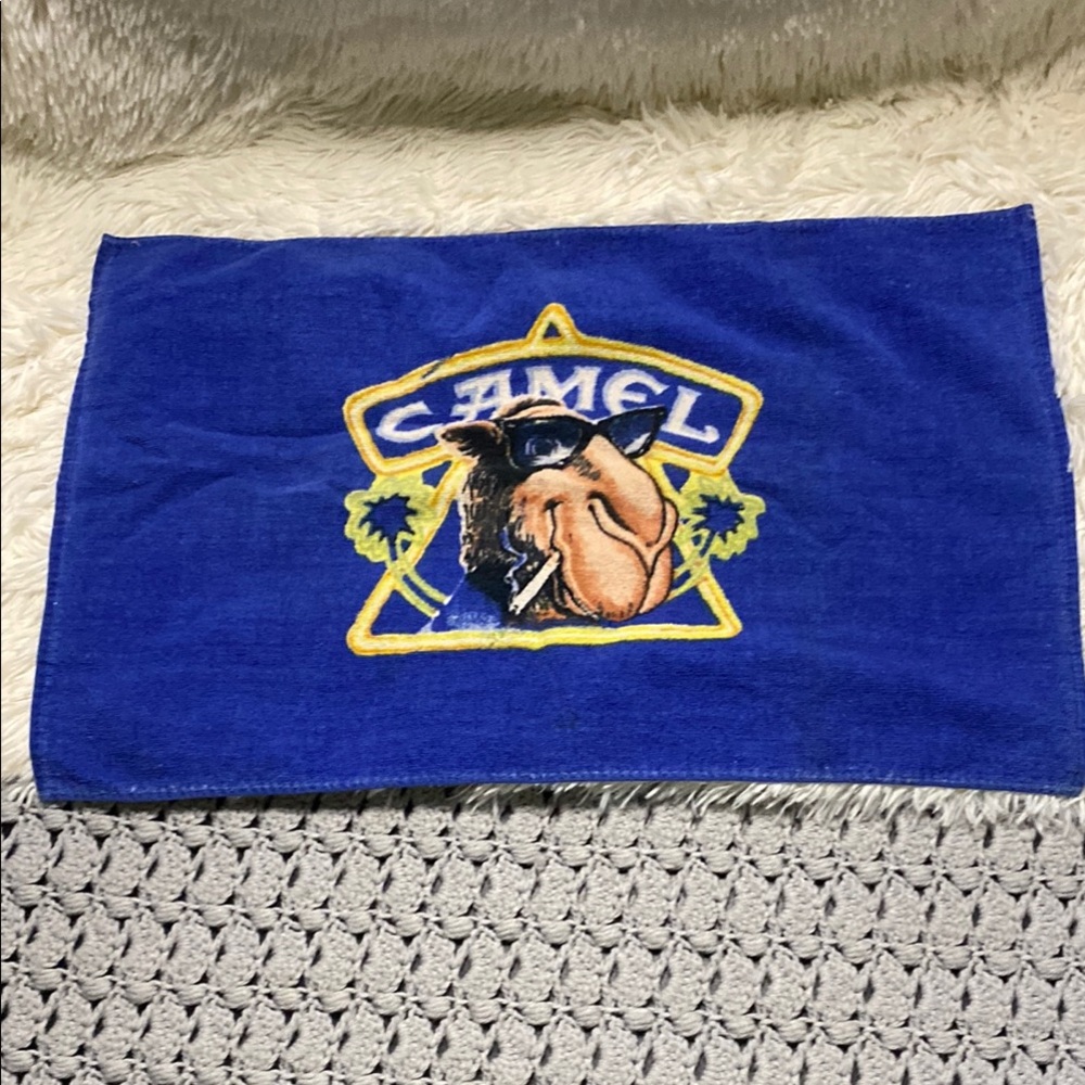 Vintage "Joe Camel" hand towel from the 1990s. "Joe Camel"